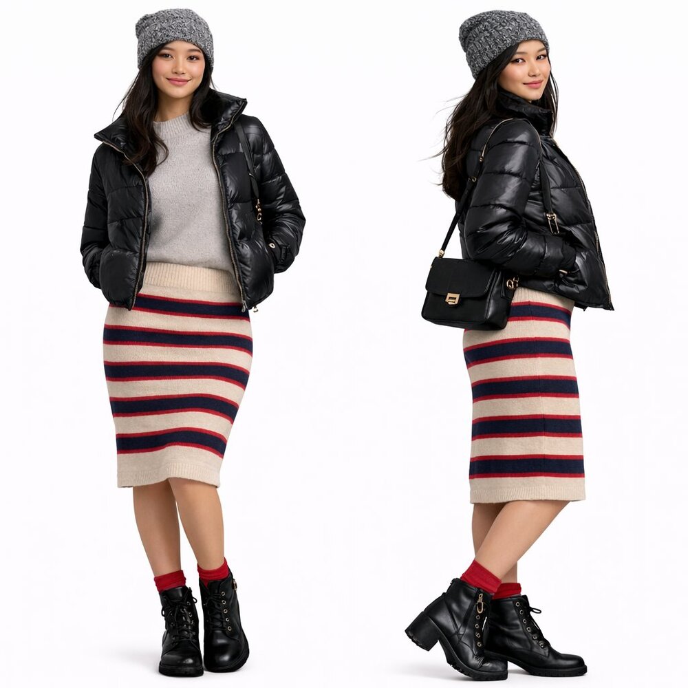 Striped Knit Midi Skirt | Cozy Chic Classic